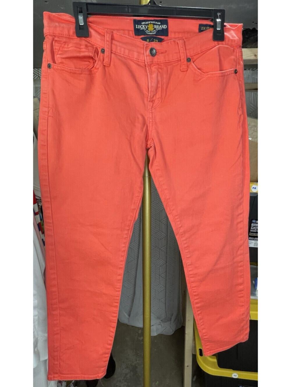 Lucky Brand Zoe Straight Crop Coral Orange Denim Jeans Comfort Stretch Size 8/29